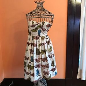 Maeve Dress Butterfly Anthropologie 2 XS Strapless